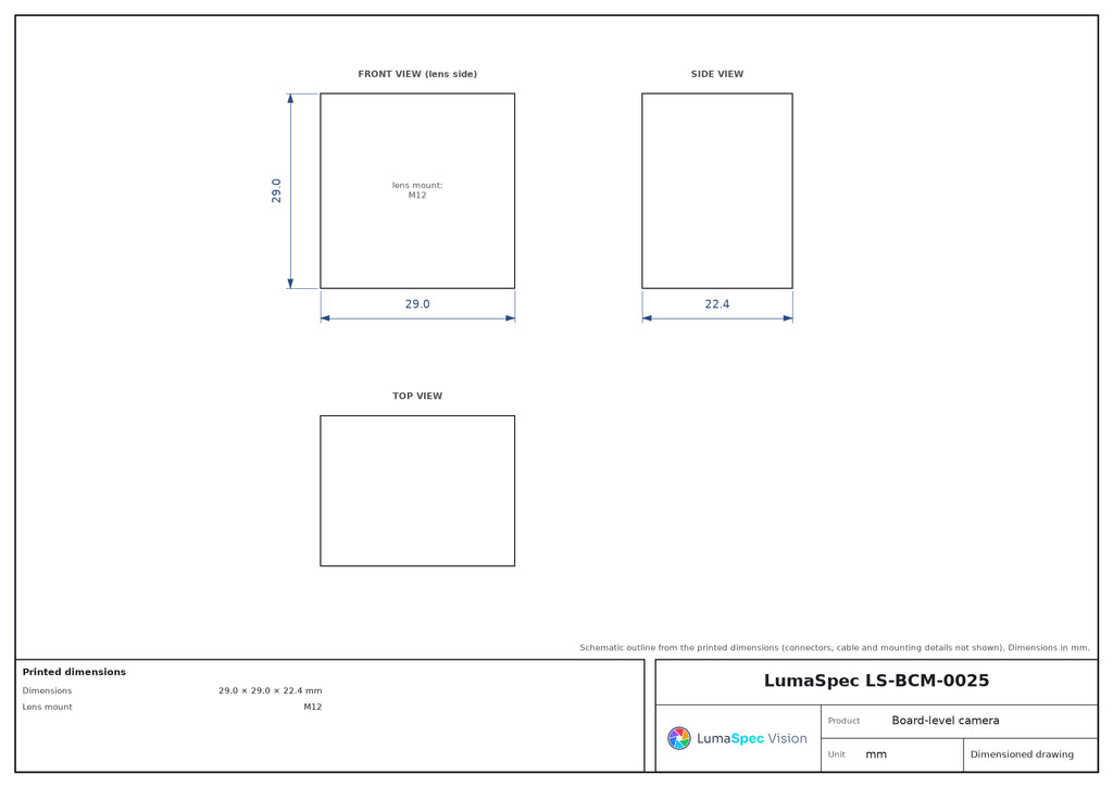 6.3 MP board-level camera, rolling shutter, 30.7 fps, M12, WTB Front Cover