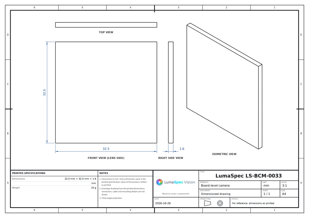 12.2 MP board-level camera, IMX226, rolling shutter, 28 fps