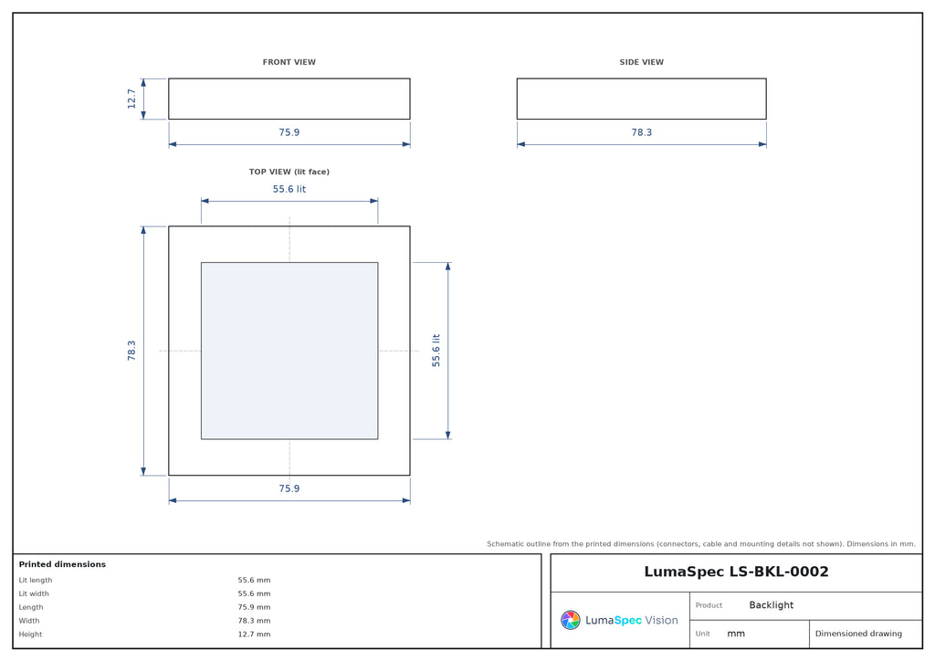 LS-BKL-0002 dimensions (mm)