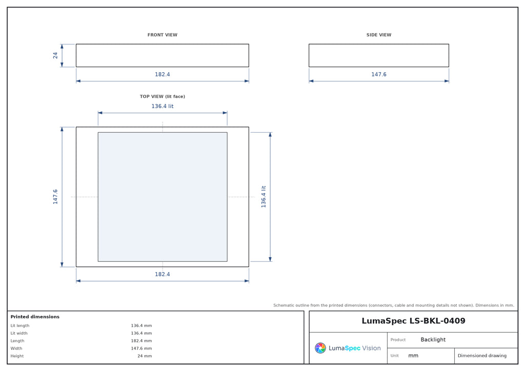 LS-BKL-0409 dimensions (mm)
