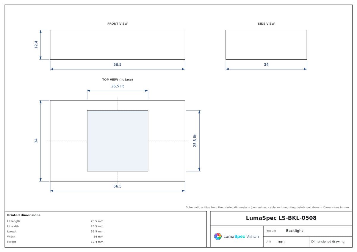 LS-BKL-0508 dimensions (mm)