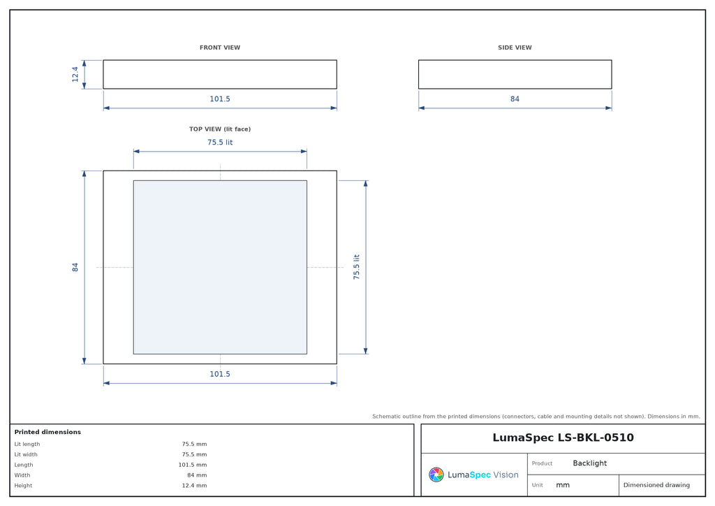 LS-BKL-0510 dimensions (mm)