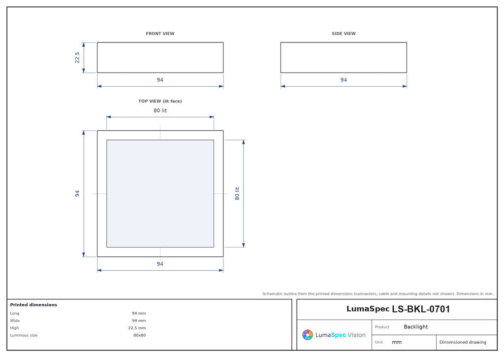 LS-BKL-0701 dimensions (mm)