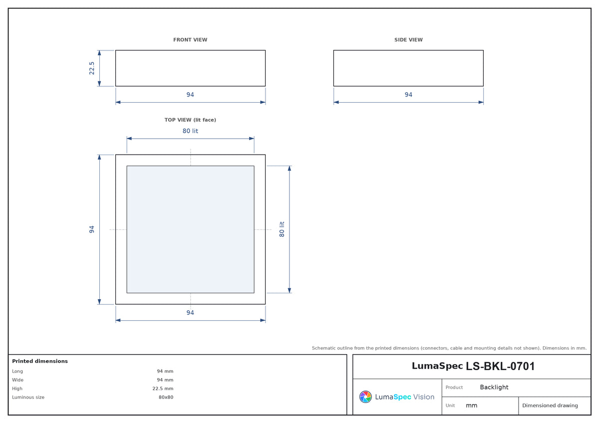 LS-BKL-0701 dimensions (mm)