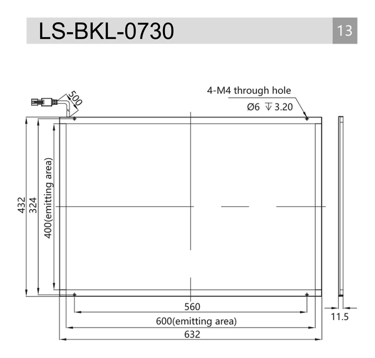 LS-BKL-0730 dimensions (mm)