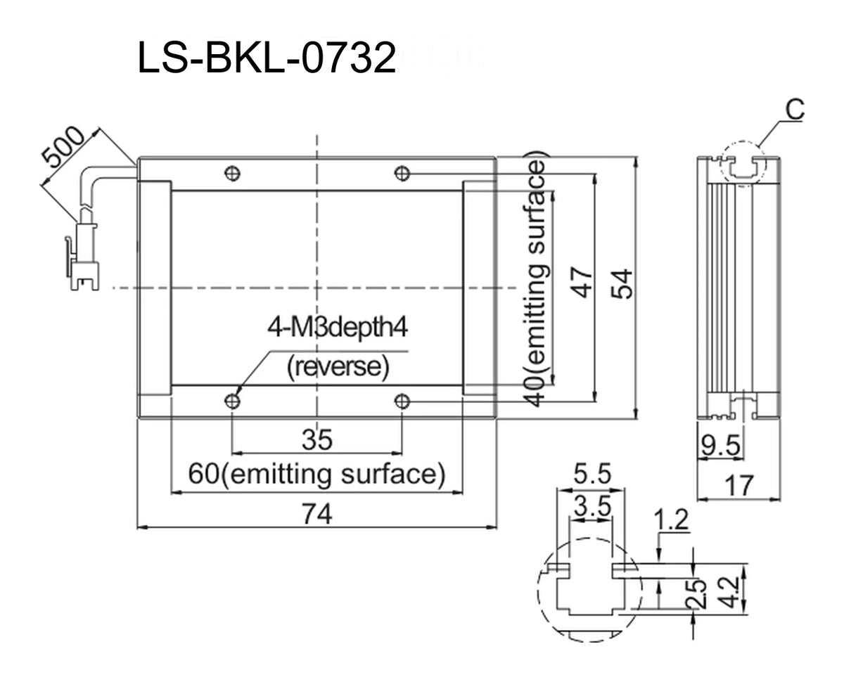LS-BKL-0732 dimensions (mm)