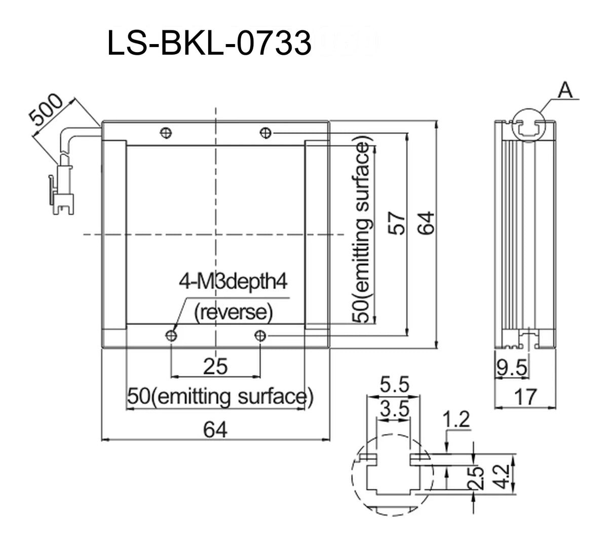 LS-BKL-0733 dimensions (mm)