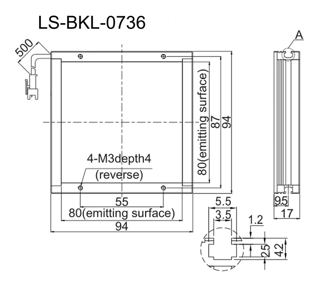 LS-BKL-0736 dimensions (mm)