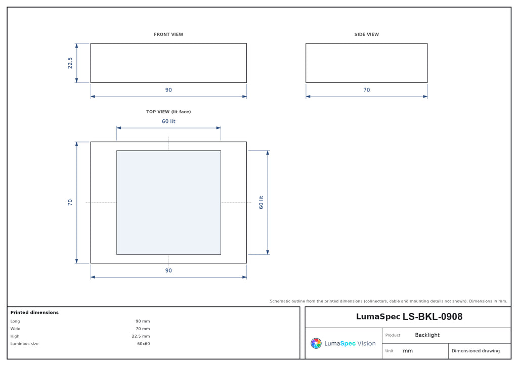 LS-BKL-0908 dimensions (mm)