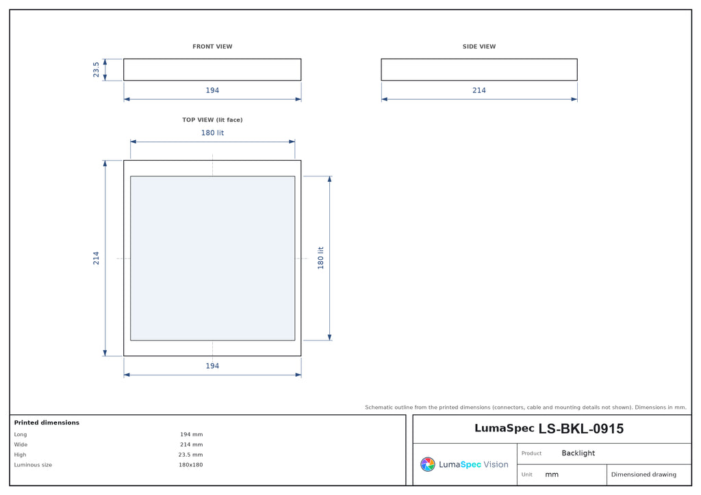 LS-BKL-0915 dimensions (mm)