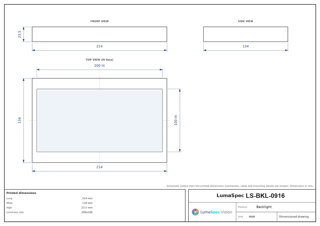 LS-BKL-0916 dimensions (mm)