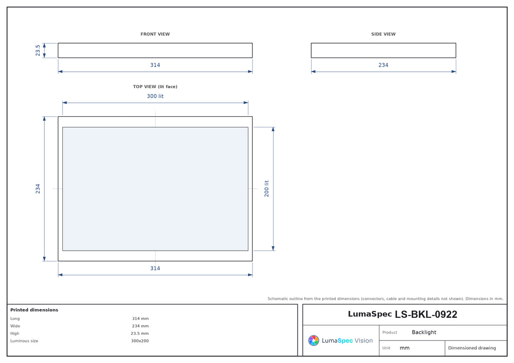 LS-BKL-0922 dimensions (mm)