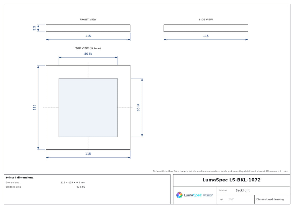 80 x 80 mm edge-lit flat backlight