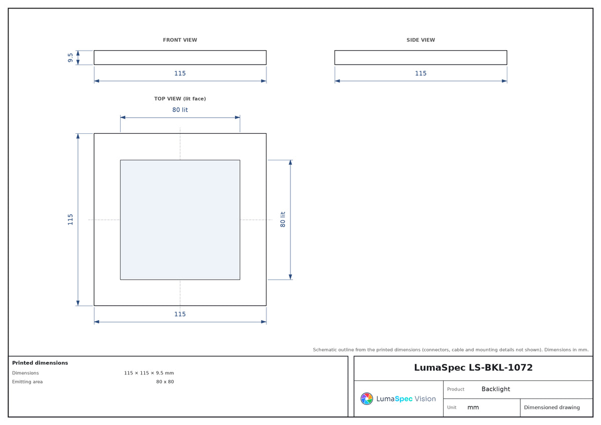 80 x 80 mm edge-lit flat backlight