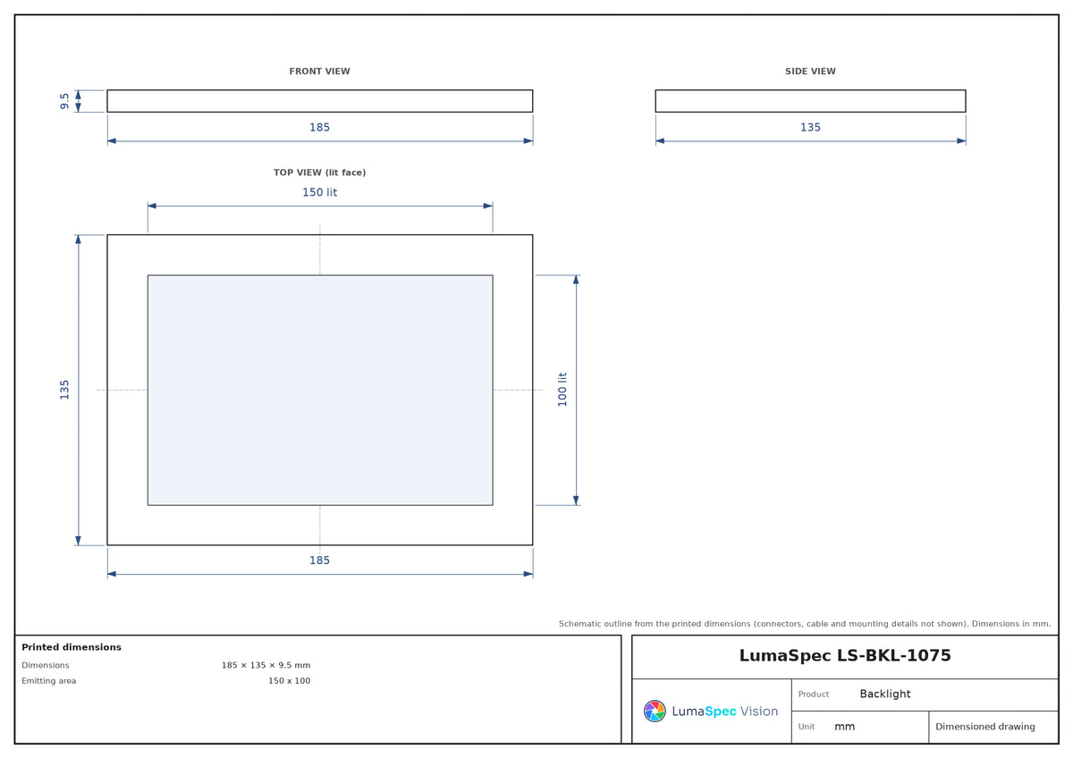 150 x 100 mm edge-lit flat backlight