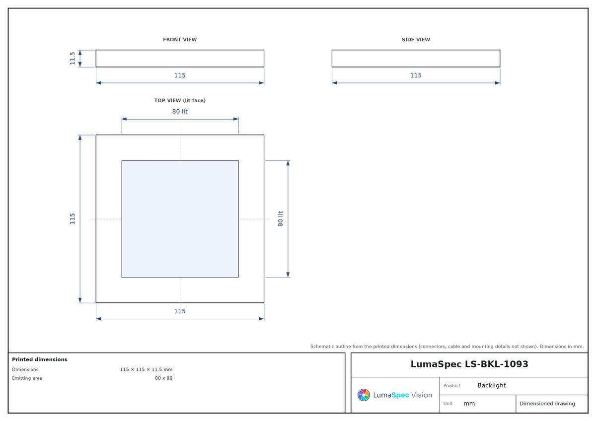 80 x 80 mm edge-lit parallel backlight