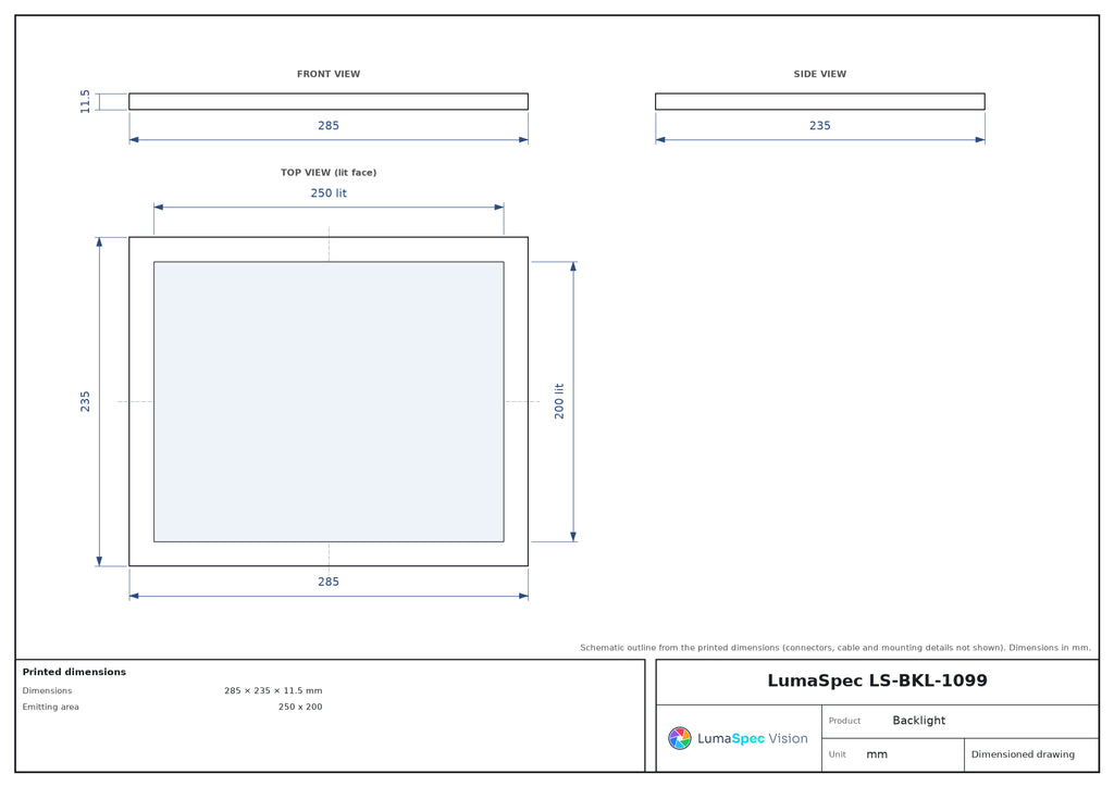 250 x 200 mm edge-lit parallel backlight