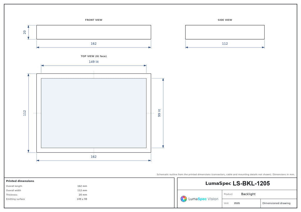 LS-BKL-1205 dimensions (mm)