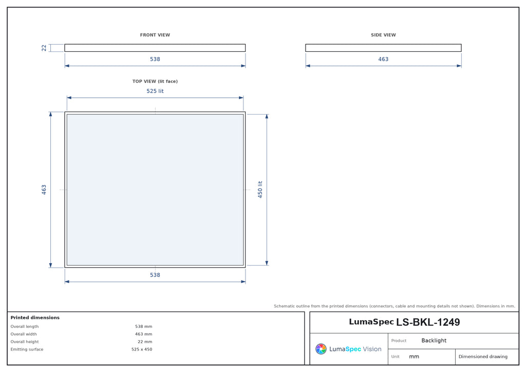 LS-BKL-1249 dimensions (mm)