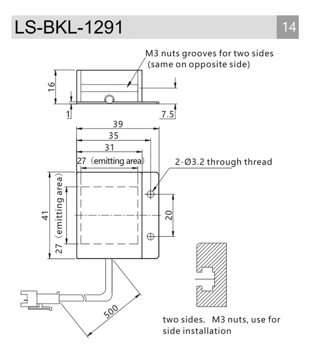 LS-BKL-1291 dimensions (mm)