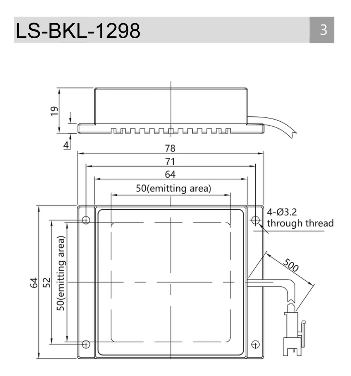 LS-BKL-1298 dimensions (mm)