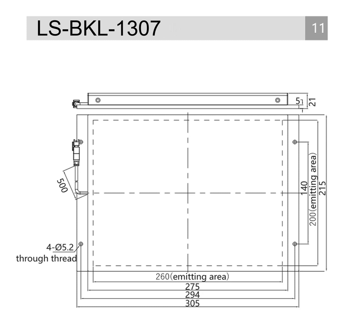 LS-BKL-1307 dimensions (mm)