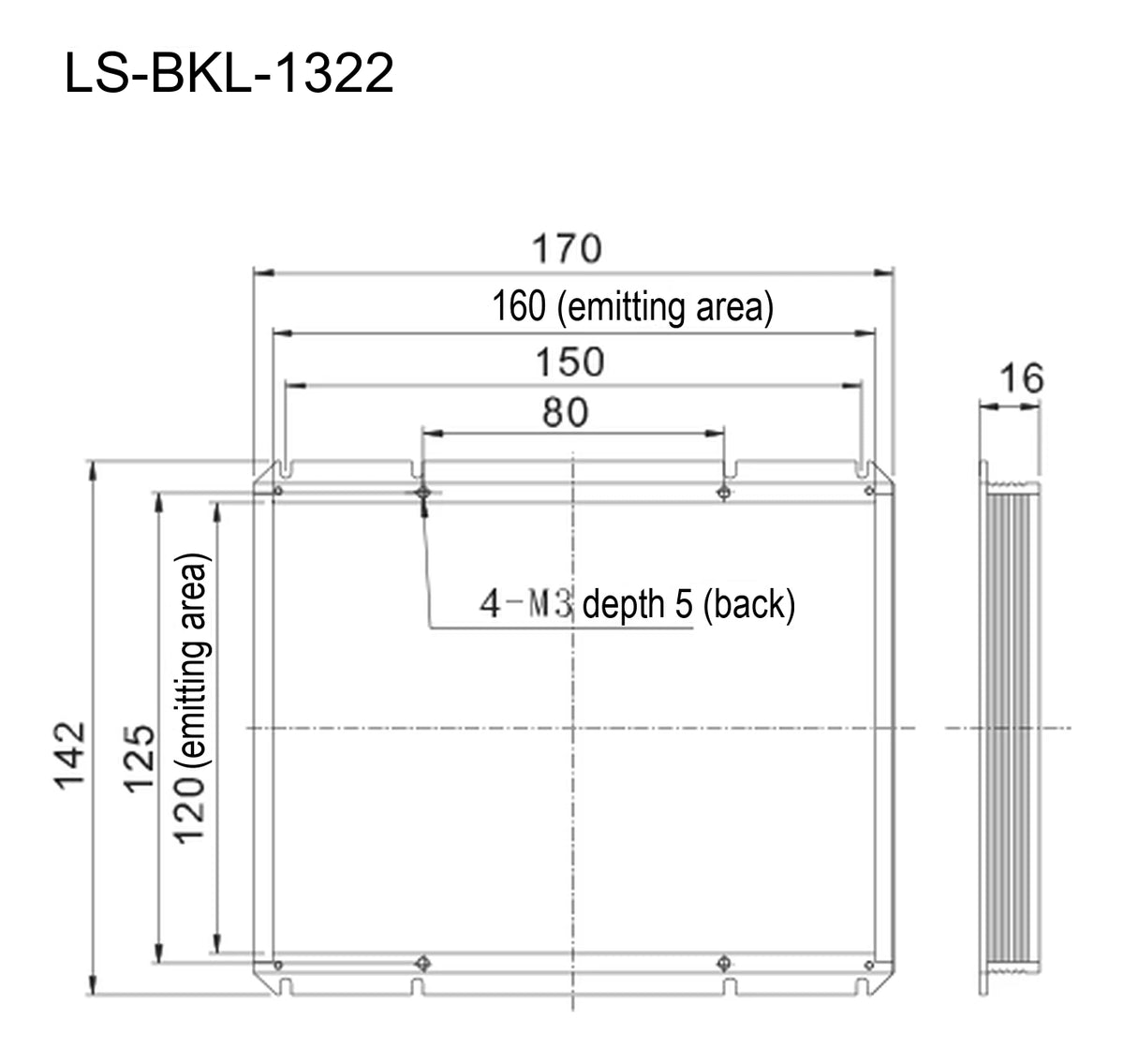 LS-BKL-1322 dimensions (mm)