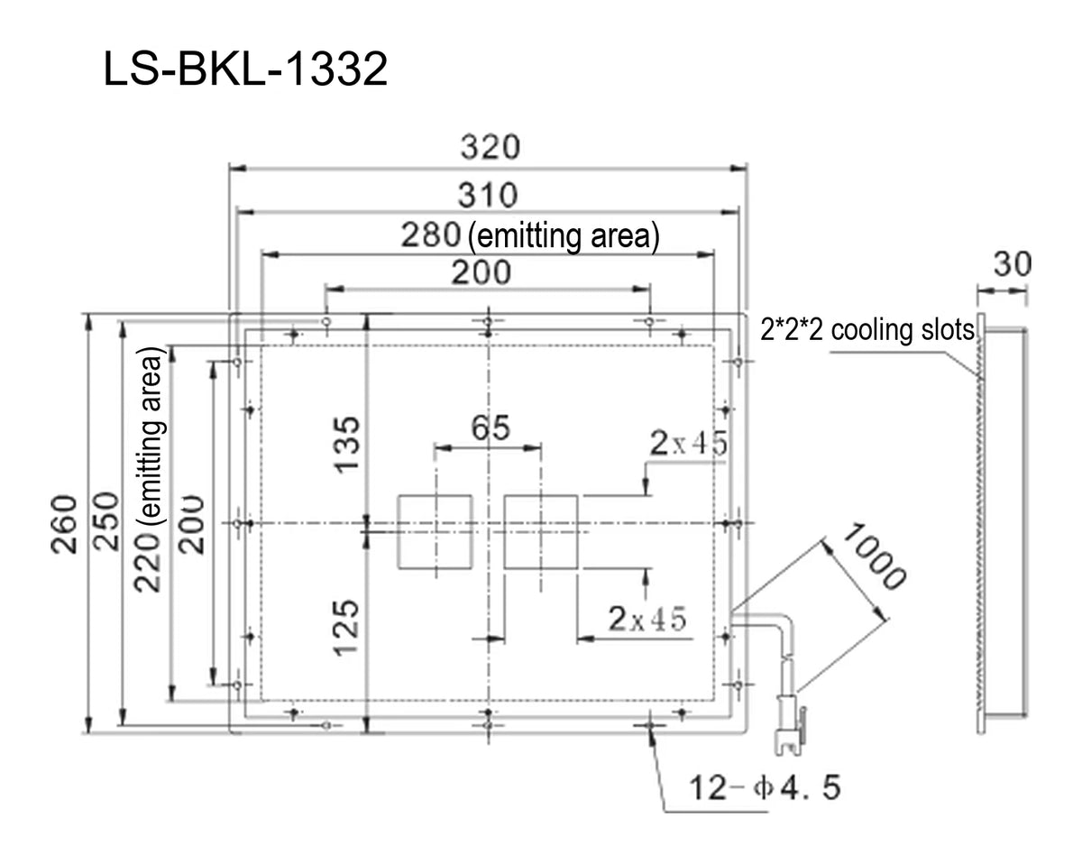 LS-BKL-1332 dimensions (mm)