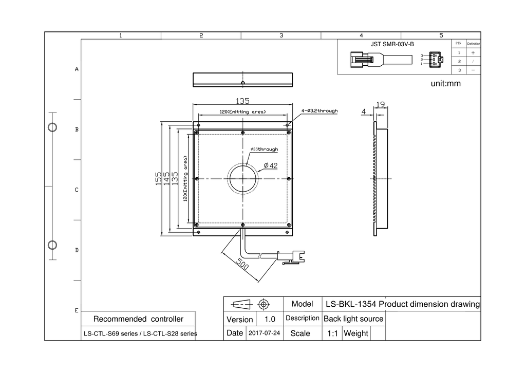 LS-BKL-1354 dimensions (mm)