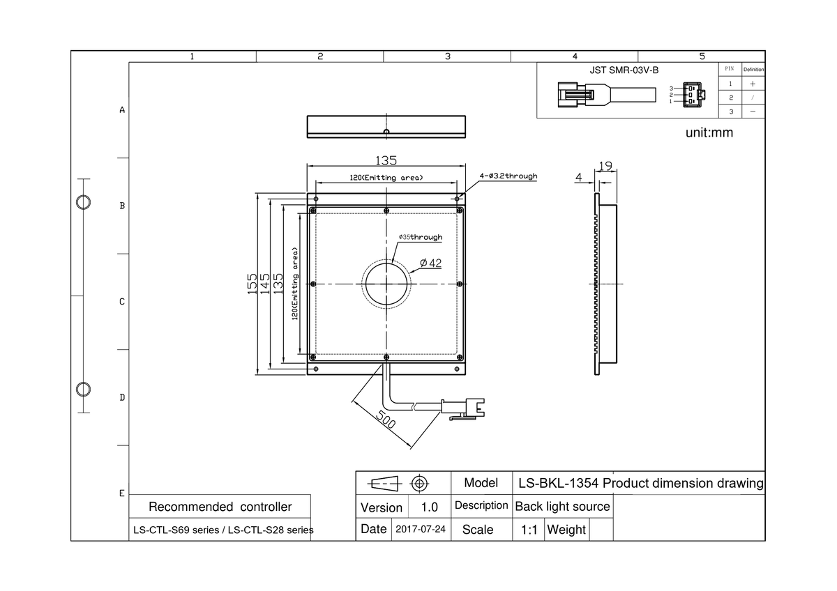 LS-BKL-1354 dimensions (mm)
