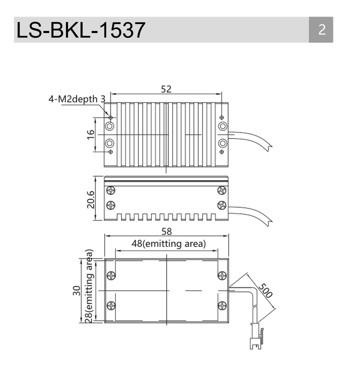 LS-BKL-1537 dimensions (mm)