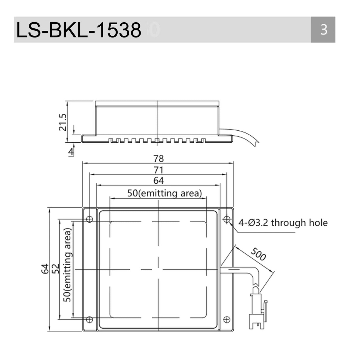 LS-BKL-1538 dimensions (mm)