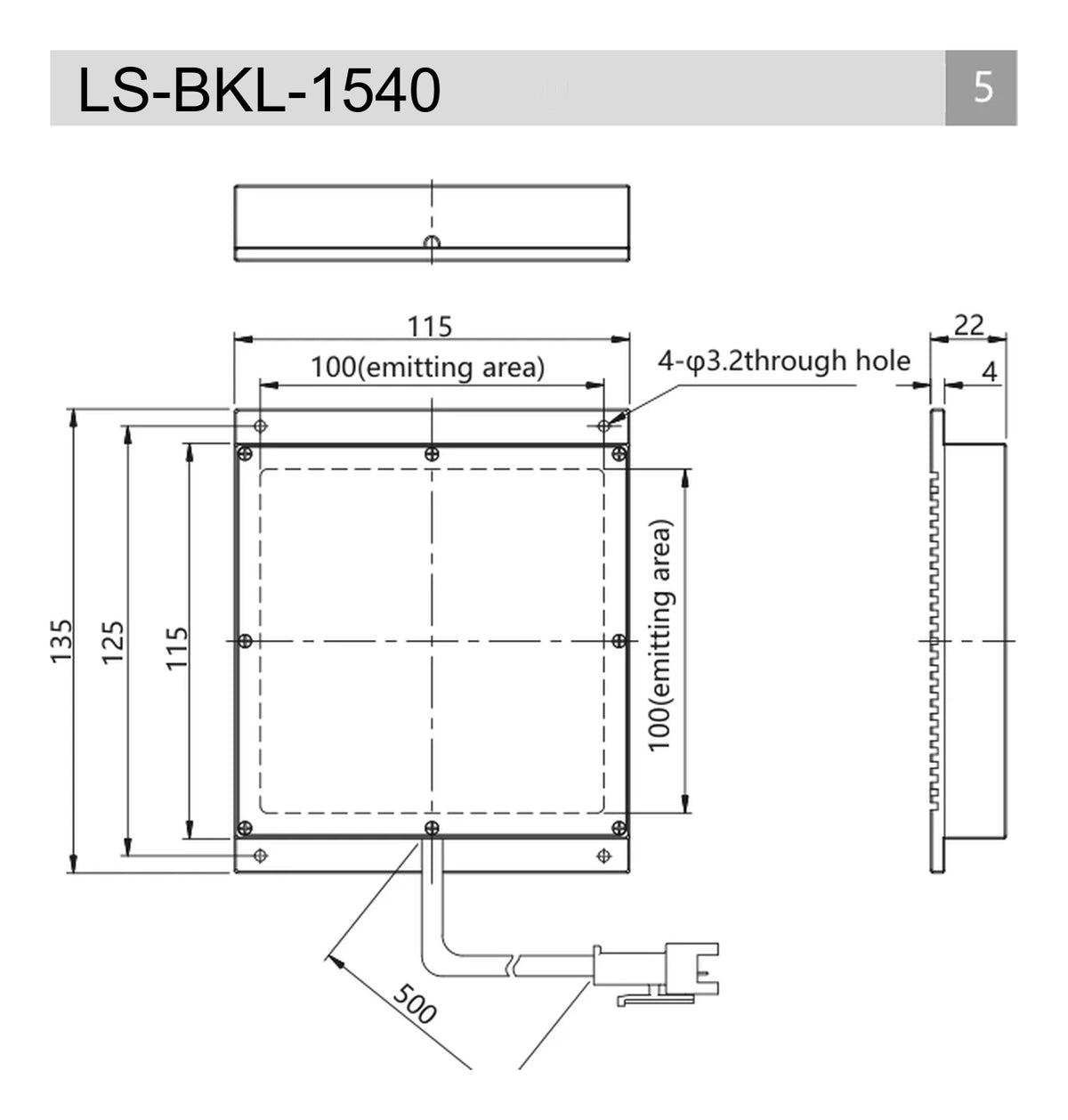 LS-BKL-1540 dimensions (mm)