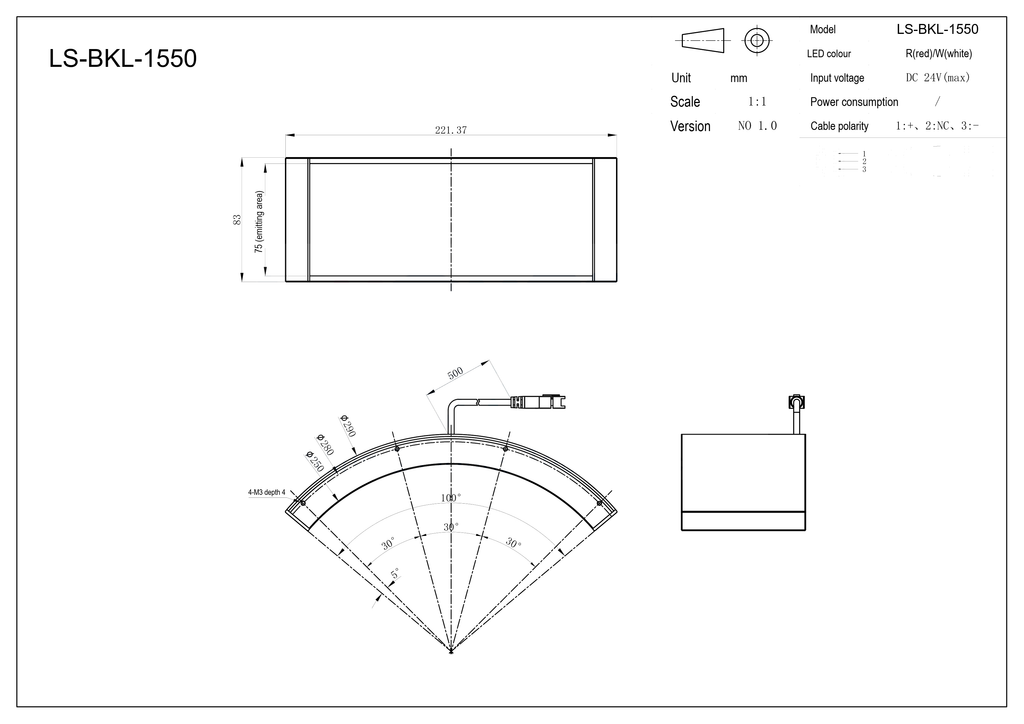 LS-BKL-1550 dimensions (mm)