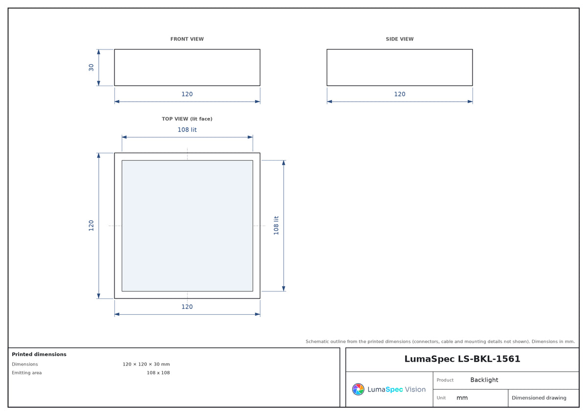 108 x 108 mm square diffuse light