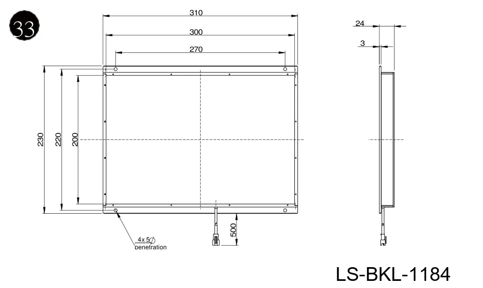 LS-BKL-1184 dimensions (mm)