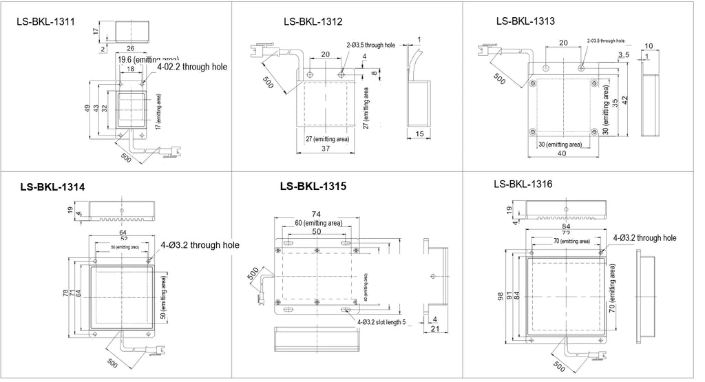 LS-BKL-1316 dimensions (mm)