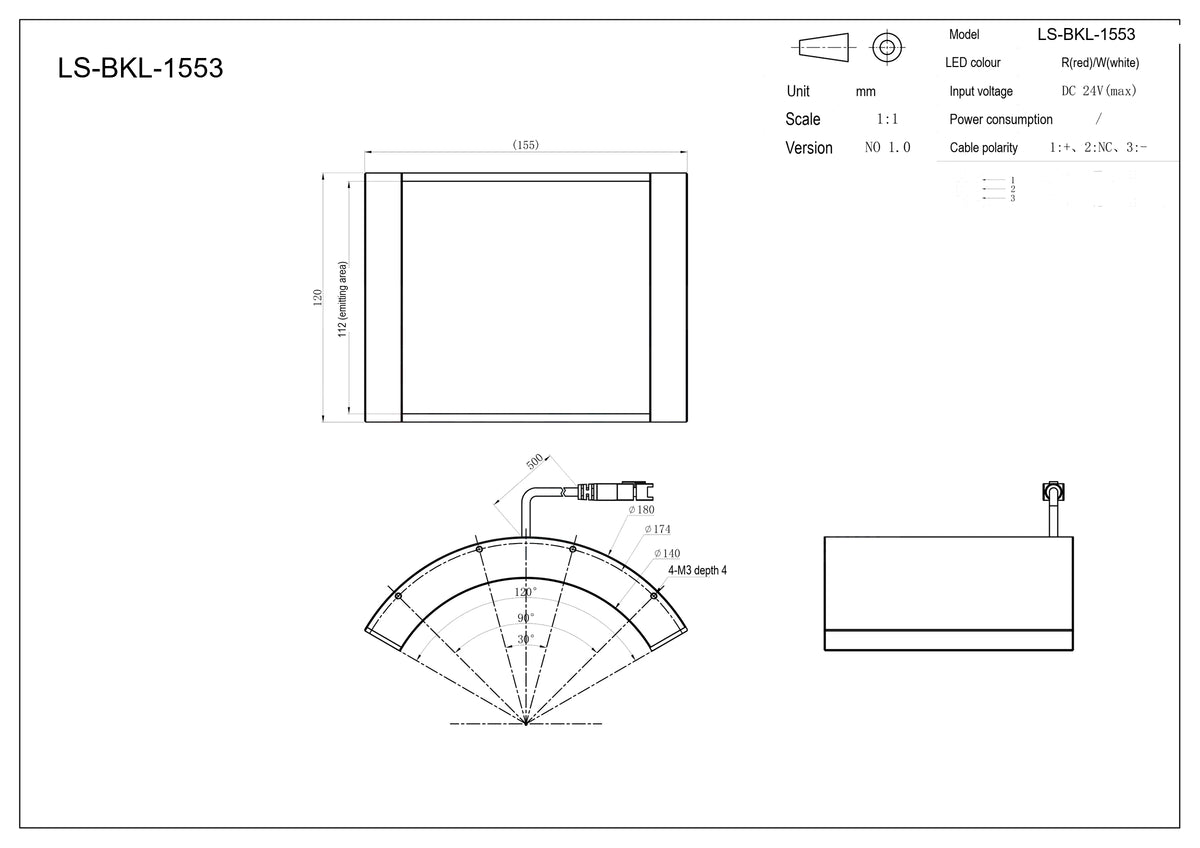 LS-BKL-1553 dimensions (mm)