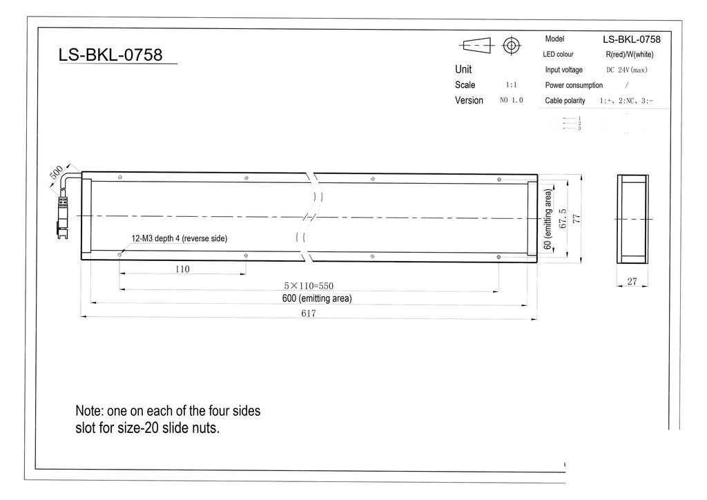 LS-BKL-0758 dimensions (mm)