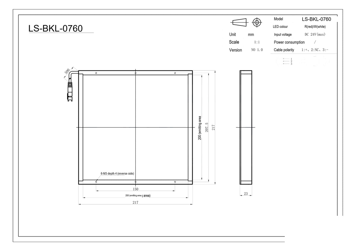 LS-BKL-0760 dimensions (mm)