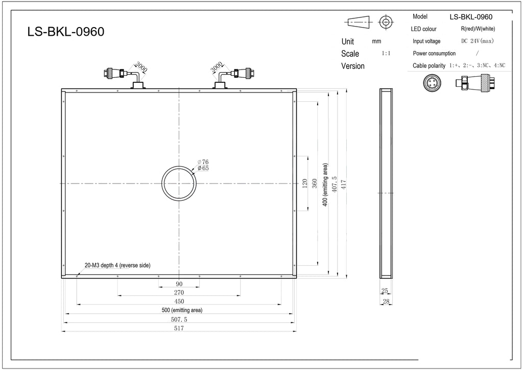 LS-BKL-0960 dimensions (mm)