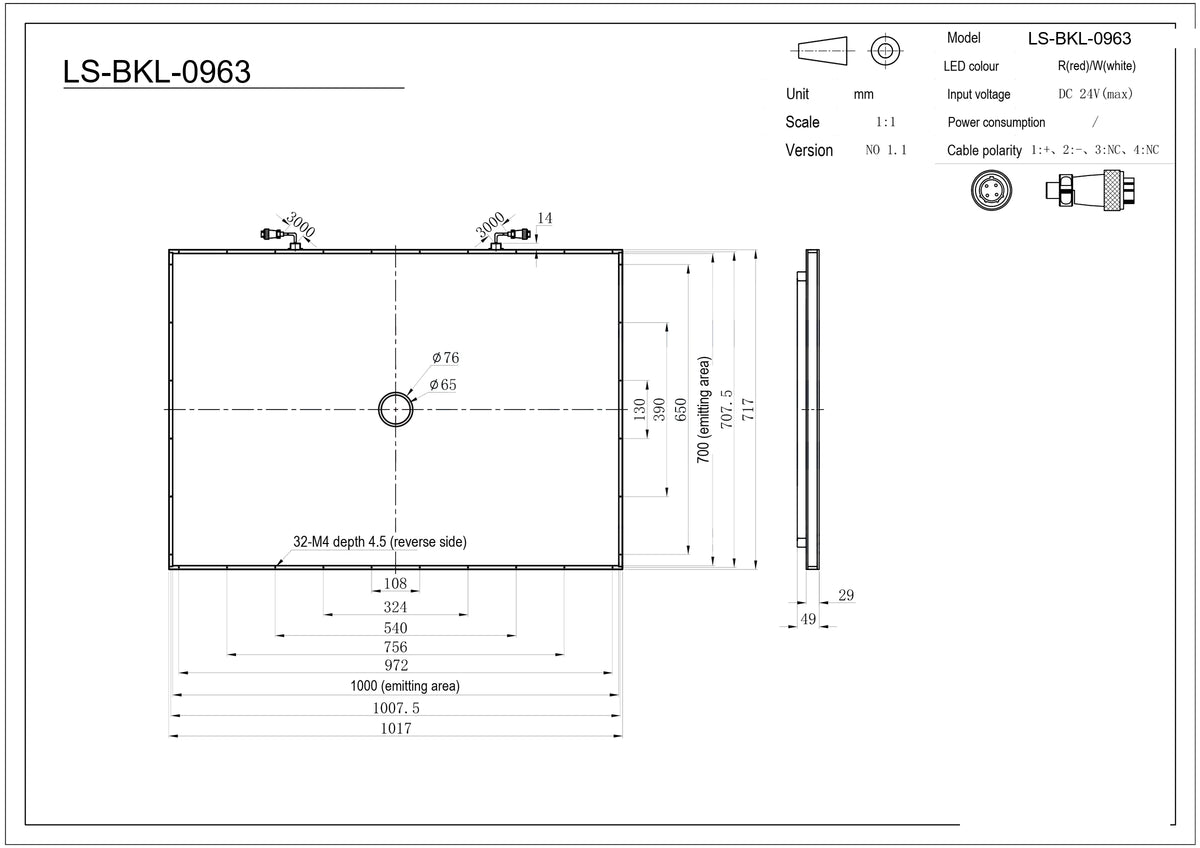 LS-BKL-0963 dimensions (mm)