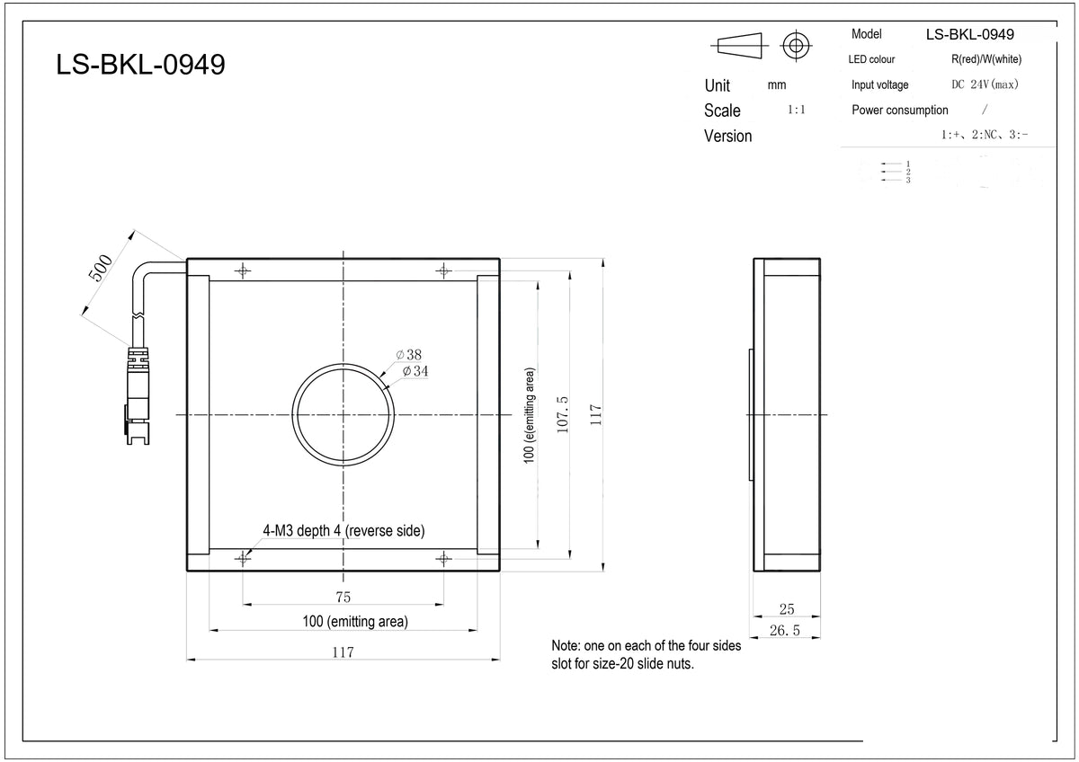 LS-BKL-0949 dimensions (mm)