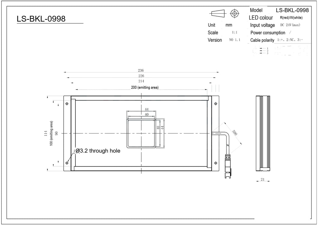 LS-BKL-0998 dimensions (mm)
