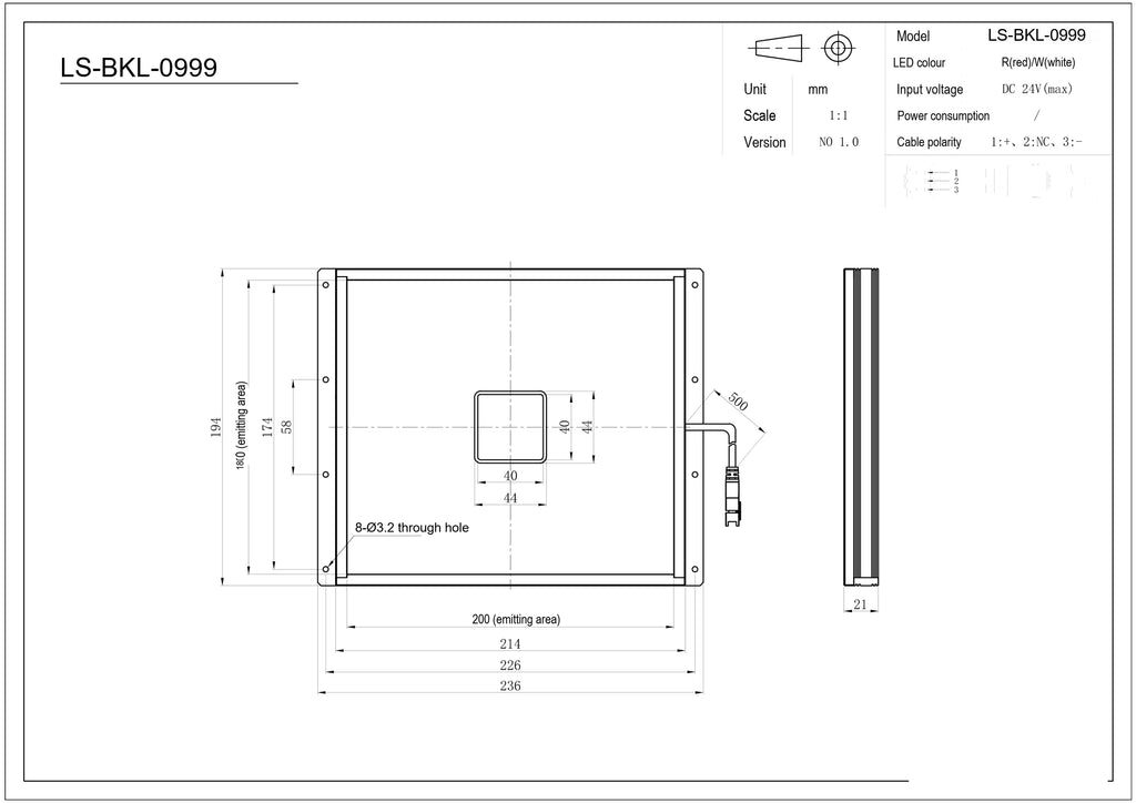 LS-BKL-0999 dimensions (mm)