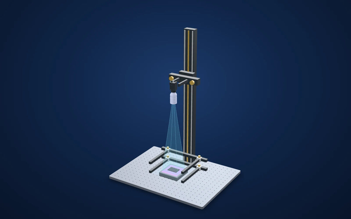 3D illustration of the inspection setup: Chip circuit detail at1300 nm