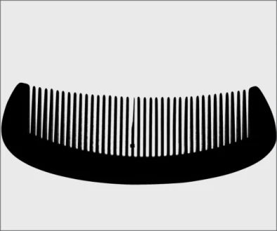 Source white parallel-backlight image showing the comb outline and repeated gaps between teeth.