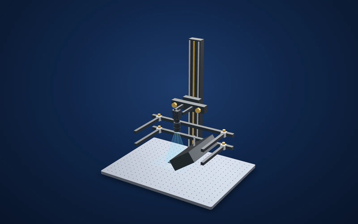 3D illustration of the inspection setup: Three line-light trials on display glass