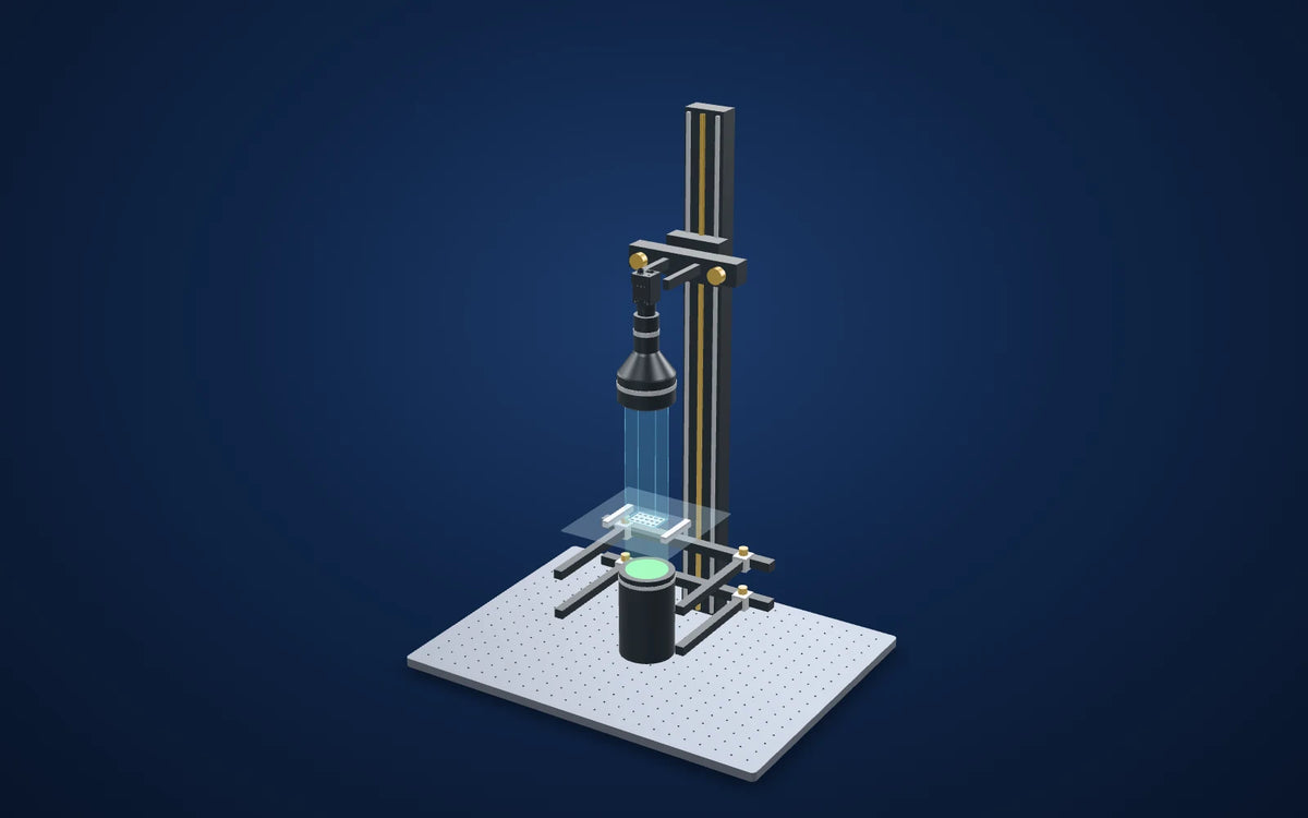 3D illustration of the inspection setup: Inspecting oval apertures with telecentric optics