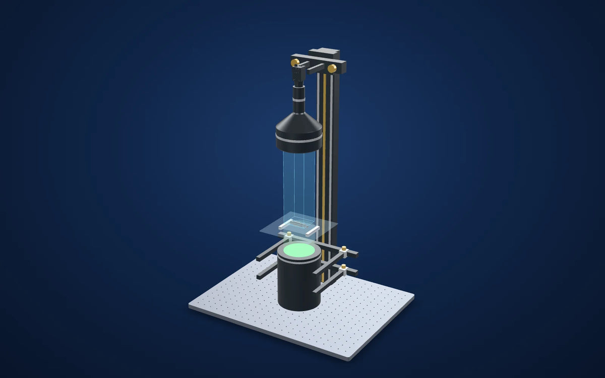 3D illustration of the inspection setup: Turned shaft diameters with a 0.114x telecentric lens